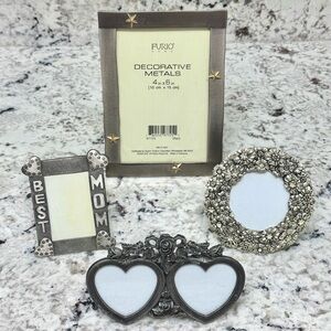 4 Vintage Pewter Picture Frames